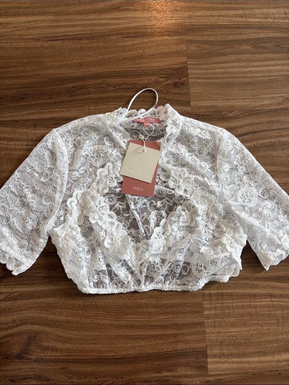 Kruger White Lace Cropped dirndl blouse - Women's Top